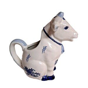 Vintage Blue Delft Cow Milk Creamer 4 3/4" Hand Painted Holland